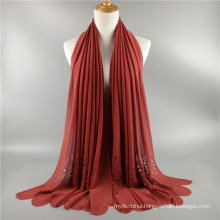 Factory price hot sale hollow carved laser cut plain bubble chiffon women shawl scarf wholesale
